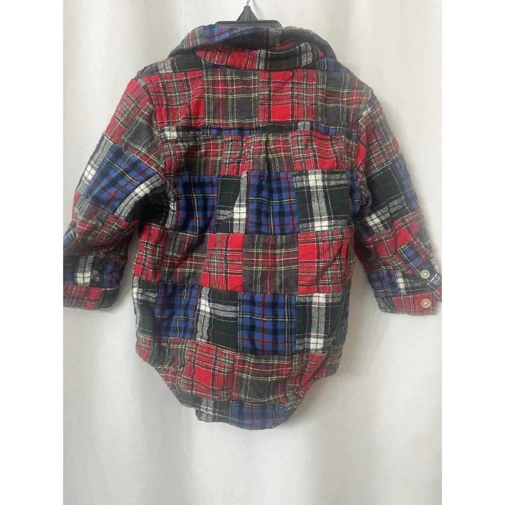 BABY GAP Patchwork Plaid Button Down Size 12 To‎ 18 Months Thick Warm  E75